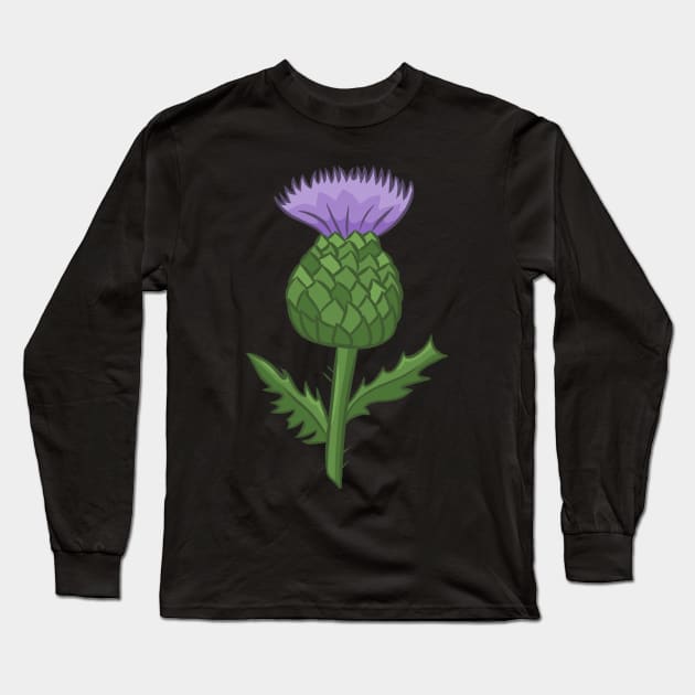 Scottish Thistle Flower Long Sleeve T-Shirt by SunburstGeo